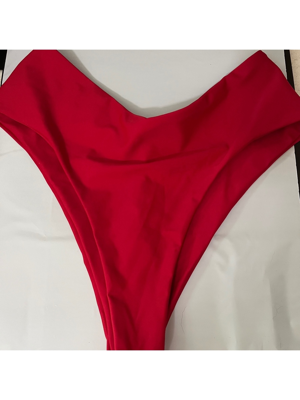 New Quince Italian V-Cut High-Leg Ring Bikini Bottom Cherry Red Size Small